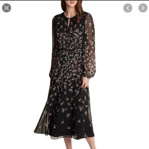 Karl Lagerfeld Black Floral Chiffon Midi Dress - 4